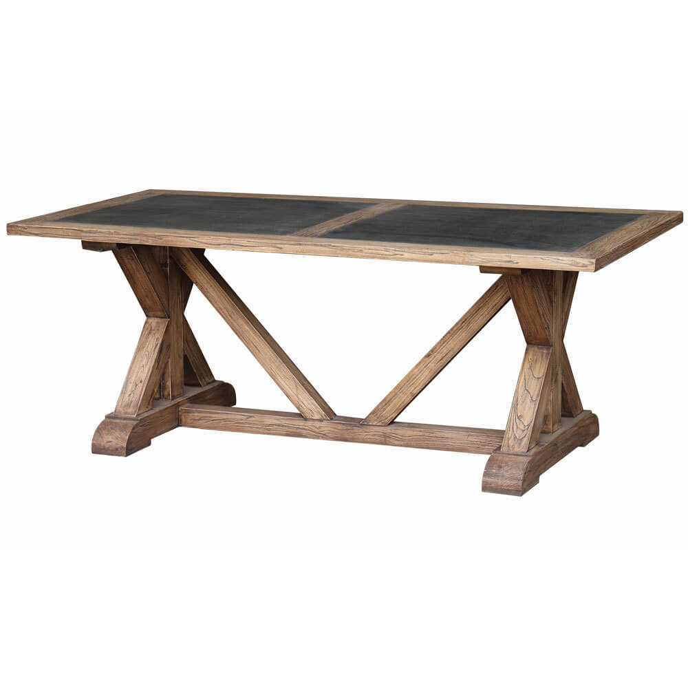 Monarch I Old Elm Dining Table with Zinc sheets